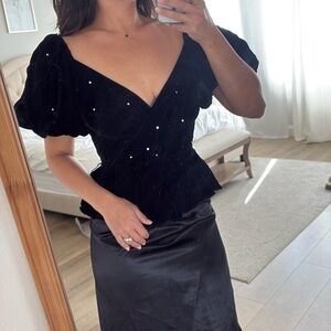 Vintage velvet puff sleeve cocktail dress